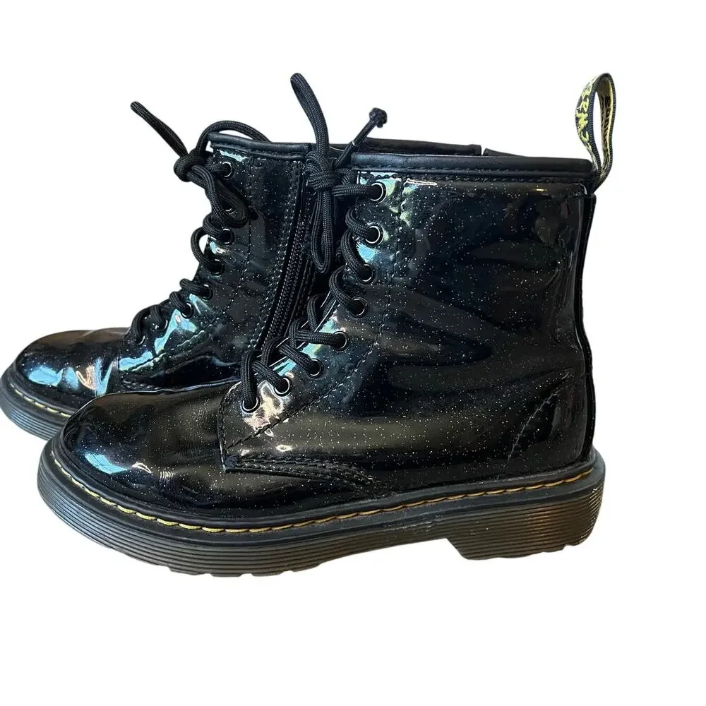 Youth Dr. Martens Junior 1460 Glitter Lace Up Boot, Size 2, Black Cosmic Glitter